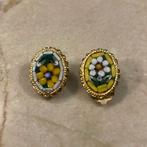 Dainty vintage mismatched clip on earrings RARE OOAK HTF